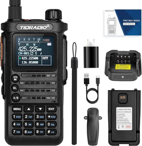 TIDRADIO TD-H8 الجيل الأول 10 واط هام راديو محمول باليد وحدة برمجة لاسلكية ثنائي النطاق راديو ثنائي الاتجاه أجهزة اتصال لاسلكية عالية الطاقة مع 2500 مللي أمبير (ليست بطارية من النوع C) شاشة ملونة كبيرة in Kuwait