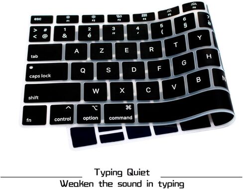 غطاء لوحة المفاتيح من السيليكون للغة HRH الفرنسية AZERTY لجهاز MacBook الأحدث Air 13 بوصة إصدار 2018 A1932 مع شاشة Retina ومعرف اللمس، تصميم أمريكي in Saudi Arabia
