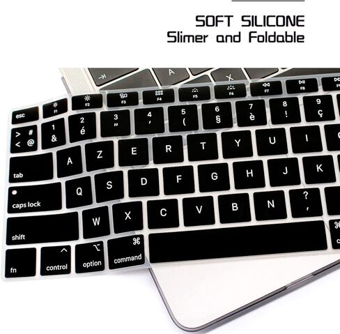 غطاء لوحة المفاتيح من السيليكون للغة HRH الفرنسية AZERTY لجهاز MacBook الأحدث Air 13 بوصة إصدار 2018 A1932 مع شاشة Retina ومعرف اللمس، تصميم أمريكي in Saudi Arabia