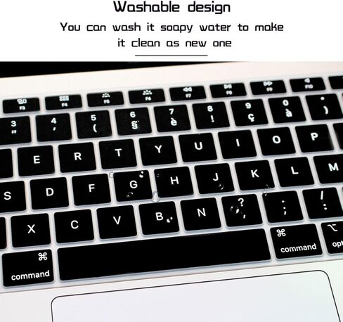 غطاء لوحة المفاتيح من السيليكون للغة HRH الفرنسية AZERTY لجهاز MacBook الأحدث Air 13 بوصة إصدار 2018 A1932 مع شاشة Retina ومعرف اللمس، تصميم أمريكي in Saudi Arabia