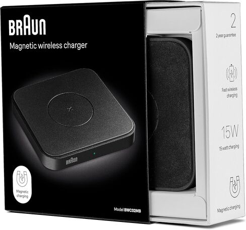 قاعدة شحن لاسلكية مغناطيسية من براون، متوافقة مع MagSafe، شحن سريع يصل إلى 15 وات، شاحن لاسلكي لهاتف iPhone 14/14 Pro/13/13 Pro/12/11، حافظة سوداء غير لامعة، موديل BWC02MB in Kuwait