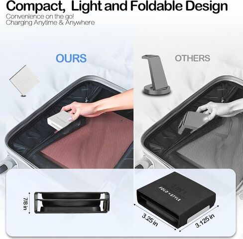 Fold 'N Style 3-in-1 Foldable Magnetic Wireless Charger Keychain, 15W Travel Fast Charger for iPhone 15/14/13/12 Pro/Max/Plus, Apple Watch, AirPods, Samsung Galaxy/Note, Charge 2 Phones Simultaneously in Saudi Arabia
