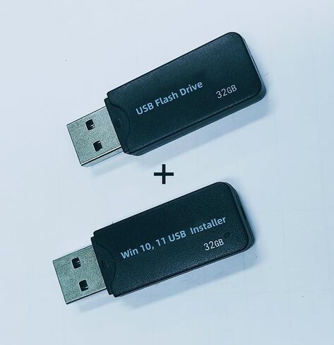 محرك أقراص USB قابل للتمهيد سعة 32 جيجابايت متوافق مع نظامي التشغيل Win 10 و11 | تثبيت نظام التشغيل واسترداد النظام وإعادة تعيين كلمة المرور واستكشاف الأخطاء وإصلاحها | الدعم الكامل لجميع ماركات الكمبيوتر | 2 محرك أقراص USB في العبوة، أسود in Kuwait