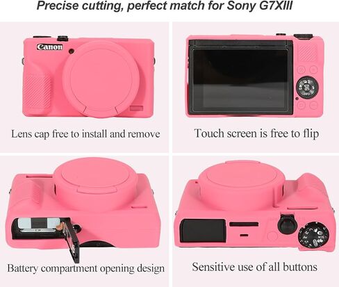 Pocoukate Case for Canon G7X Mark III Camera, Soft Silicone Protective Cover Skin with Removable Lens Cover for Powershot G7X Mark iii, Silicone Case with G7X3 Screen Protector Accessories - Black in Saudi Arabia