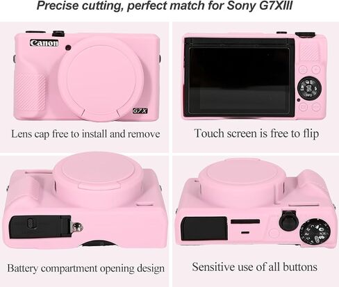 Pocoukate Case for Canon G7X Mark III Camera, Soft Silicone Protective Cover Skin with Removable Lens Cover for Powershot G7X Mark iii, Silicone Case with G7X3 Screen Protector Accessories - Black in Saudi Arabia