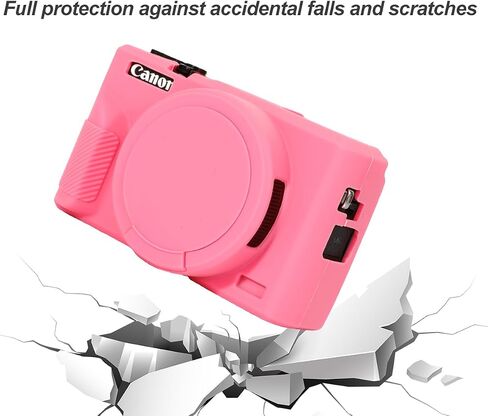 Pocoukate Case for Canon G7X Mark III Camera, Soft Silicone Protective Cover Skin with Removable Lens Cover for Powershot G7X Mark iii, Silicone Case with G7X3 Screen Protector Accessories - Black in Saudi Arabia