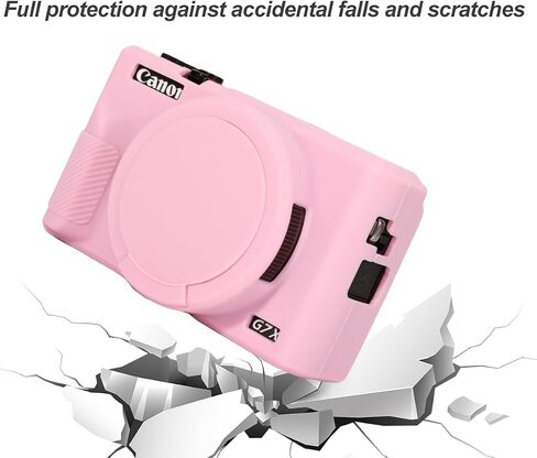 Pocoukate Case for Canon G7X Mark III Camera, Soft Silicone Protective Cover Skin with Removable Lens Cover for Powershot G7X Mark iii, Silicone Case with G7X3 Screen Protector Accessories - Black in Saudi Arabia
