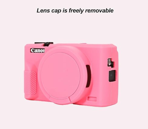 Pocoukate Case for Canon G7X Mark III Camera, Soft Silicone Protective Cover Skin with Removable Lens Cover for Powershot G7X Mark iii, Silicone Case with G7X3 Screen Protector Accessories - Black in Saudi Arabia