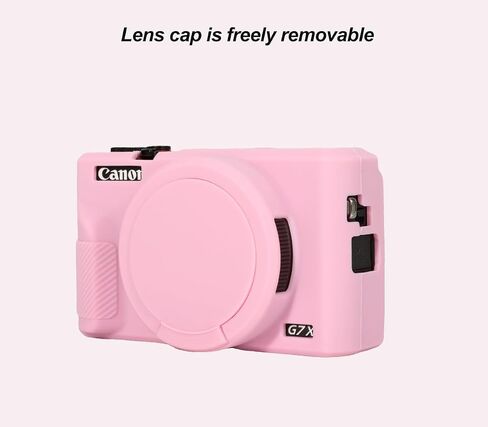 Pocoukate Case for Canon G7X Mark III Camera, Soft Silicone Protective Cover Skin with Removable Lens Cover for Powershot G7X Mark iii, Silicone Case with G7X3 Screen Protector Accessories - Black in Saudi Arabia