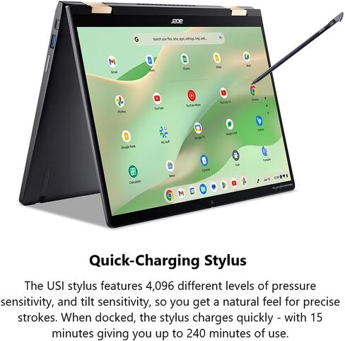 Acer Chromebook Spin 714 CP714-2WN-74R0 كمبيوتر محمول Intel Evo Intel Core i7-1355U 14 بوصة 2560x1600 IPS شاشة تعمل باللمس 8 جيجابايت LPDDR4X 256 جيجابايت SSD Wi-Fi 6E QHD MIPI Webcam لوحة مفاتيح بإضاءة خلفية نظام التشغيل Chrome in Saudi Arabia