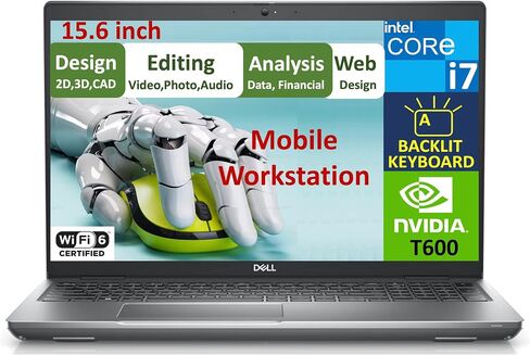 Dell Precision 3571 15.6" FHD Workstation Laptop (14-Core Intel i7-12800H, T600 4GB, 32GB DDR5 RAM, 1TB PCIe SSD, Backlit KB, 2X Thunderbolt 4, Wi-Fi 6E, BT 5.3, Webcam, Win 10 Pro) in Saudi Arabia
