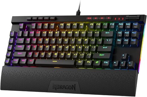 Redragon K587 TKL لوحة مفاتيح ميكانيكية سلكية RGB للألعاب مكونة من 87 مفتاحًا، و9 مفاتيح ماكرو G مخصصة، والتحكم في الوسائط مع مسند معصم قابل للفصل، ومفاتيح حمراء خطية قابلة للتبديل السريع in Saudi Arabia