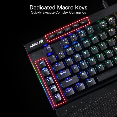 Redragon K587 TKL لوحة مفاتيح ميكانيكية سلكية RGB للألعاب مكونة من 87 مفتاحًا، و9 مفاتيح ماكرو G مخصصة، والتحكم في الوسائط مع مسند معصم قابل للفصل، ومفاتيح حمراء خطية قابلة للتبديل السريع in Saudi Arabia