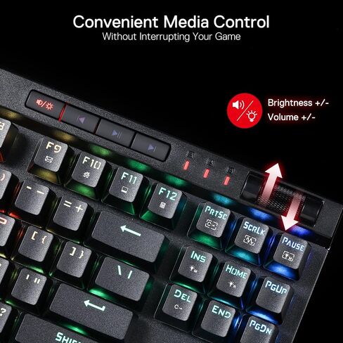 Redragon K587 TKL لوحة مفاتيح ميكانيكية سلكية RGB للألعاب مكونة من 87 مفتاحًا، و9 مفاتيح ماكرو G مخصصة، والتحكم في الوسائط مع مسند معصم قابل للفصل، ومفاتيح حمراء خطية قابلة للتبديل السريع in Saudi Arabia