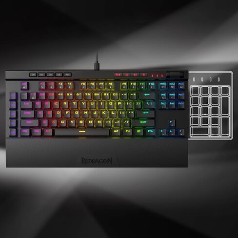 Redragon K587 TKL لوحة مفاتيح ميكانيكية سلكية RGB للألعاب مكونة من 87 مفتاحًا، و9 مفاتيح ماكرو G مخصصة، والتحكم في الوسائط مع مسند معصم قابل للفصل، ومفاتيح حمراء خطية قابلة للتبديل السريع in Saudi Arabia