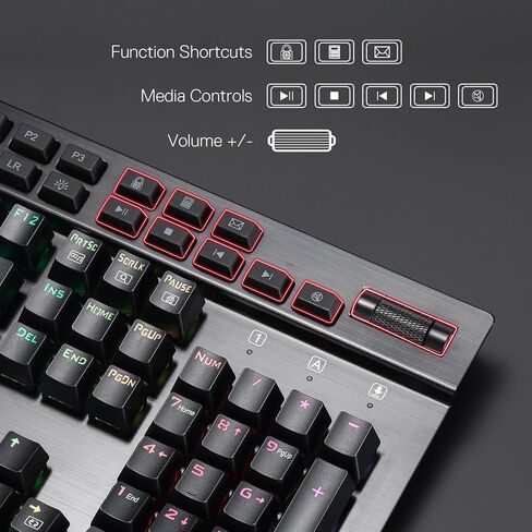 Redragon K550 RGB Gaming Keyboard, 104 Keys + 12 Macro G Keys Wired Mechanical Keyboard w/Aluminum Top Plate, Custom Clicky Purple Switch, Extra USB Port & Wrist Rest in Saudi Arabia