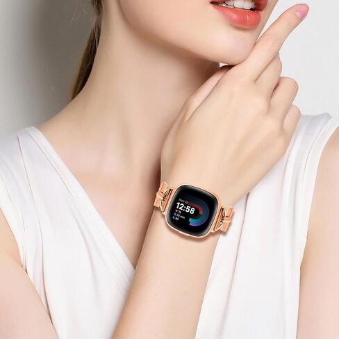 أربطة مغناطيسية متوافقة مع Fitbit Versa 4/Fitbit Versa 3/Fitbit Sense 2/Fitbit Sense، حزام شبكي رفيع من الفولاذ المقاوم للصدأ، سوار معصم بديل قابل للتعديل للنساء الأنيقات in Kuwait
