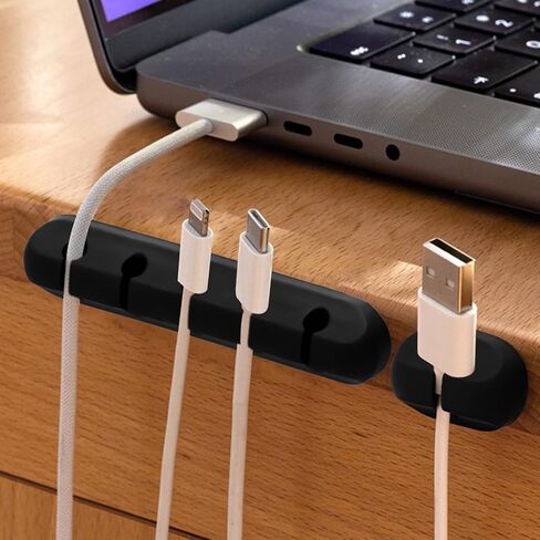 مشابك كابل سوداء، إدارة كابل منظم السلك، منظم كابلات USB حامل كابل منظم أسلاك، 11 عبوة حامل سلك للمكتب والمنزل والسيارة (1،1،2،3،5،7 فتحات) in Saudi Arabia