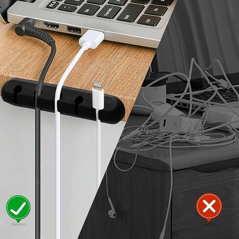 مشابك كابل سوداء، إدارة كابل منظم السلك، منظم كابلات USB حامل كابل منظم أسلاك، 11 عبوة حامل سلك للمكتب والمنزل والسيارة (1،1،2،3،5،7 فتحات) in Saudi Arabia