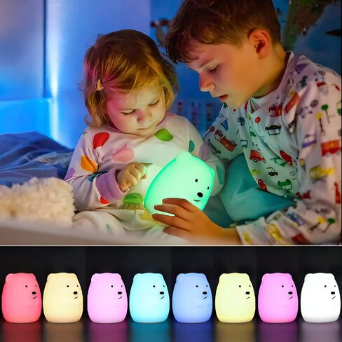 Portable Night Light for Kids - Hanging LED Light Up Toddler Room Remote 9 Colors Changing, Nursery Baby Night Light Car Seat Crib Dimmable Rechargeable Squishy Lamp Room Decorations Gifts in Kuwait