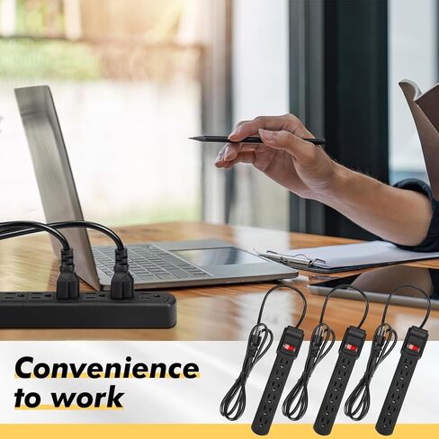 12 Pack 6 Outlet Power Strip Surge Protector 2 ft Extension Cord Flat Plug Surge Protector Power Strip Wall Mount Overload Surge Protection Electrical Outlet Extender for Home Office(Black) in Saudi Arabia