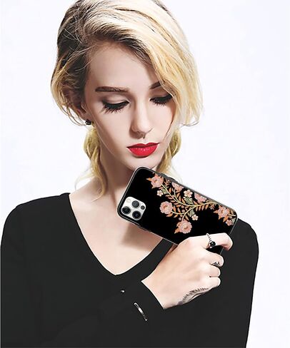 Durable Flip Case Compatible with iPhone 13 Pro,Cute Flowers Card Holder Case with Wallet for Women and Girls,Exclusive Copyright Floral Design-Black Vase Flower in Saudi Arabia