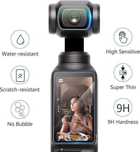 GeeRic Screen Protectors Compatible with DJI OSMO Pocket 3, 6 Pack Screen and Lens Protector Films, 0.3mm 9H Hardness Tempered Glass Protector in Kuwait