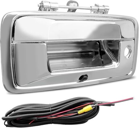 Backup Camera Tailgate Handle with Keyhole Fit for Chevrolet Chevy Silverado GMC Sierra 2014-2015 Replace 23128692, Rear View Camera Liftgate Latch Door Handle with Harness Black in Kuwait