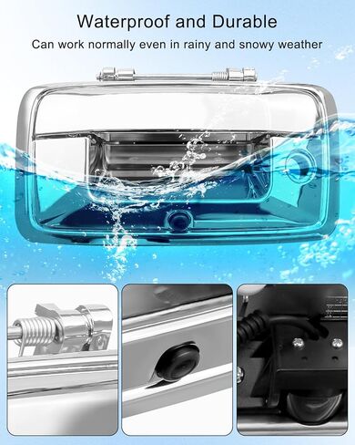 Backup Camera Tailgate Handle with Keyhole Fit for Chevrolet Chevy Silverado GMC Sierra 2014-2015 Replace 23128692, Rear View Camera Liftgate Latch Door Handle with Harness Black in Kuwait