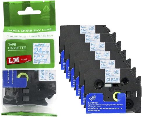 6/حزمة أشرطة LM - LMe-251 طباعة سوداء ممتازة مقاس 1 بوصة على ملصق أبيض متوافق مع Brother TZe-251 P-touch وتتضمن دليل لون/حجم الشريط. يستبدل TZ251 24 مم 0.94 مصفح in Saudi Arabia