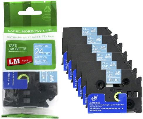 6/حزمة أشرطة LM - LMe-251 طباعة سوداء ممتازة مقاس 1 بوصة على ملصق أبيض متوافق مع Brother TZe-251 P-touch وتتضمن دليل لون/حجم الشريط. يستبدل TZ251 24 مم 0.94 مصفح in Saudi Arabia