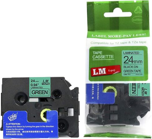 6/حزمة أشرطة LM - LMe-251 طباعة سوداء ممتازة مقاس 1 بوصة على ملصق أبيض متوافق مع Brother TZe-251 P-touch وتتضمن دليل لون/حجم الشريط. يستبدل TZ251 24 مم 0.94 مصفح in Saudi Arabia