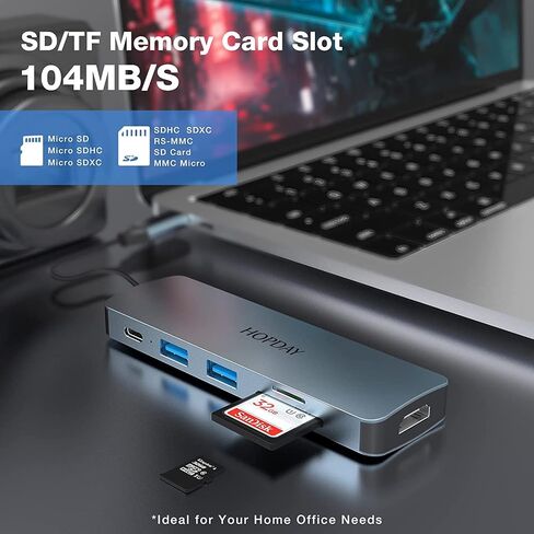 محول USB C، موزع USB C مزدوج العرض، دونجل USB C 6 في 1 مع HDMI 4K، 100 وات PD، USB 3.0، SD/TF، ​​محور متعدد المنافذ لأجهزة الكمبيوتر المحمول من النوع C والأجهزة الأخرى in Saudi Arabia