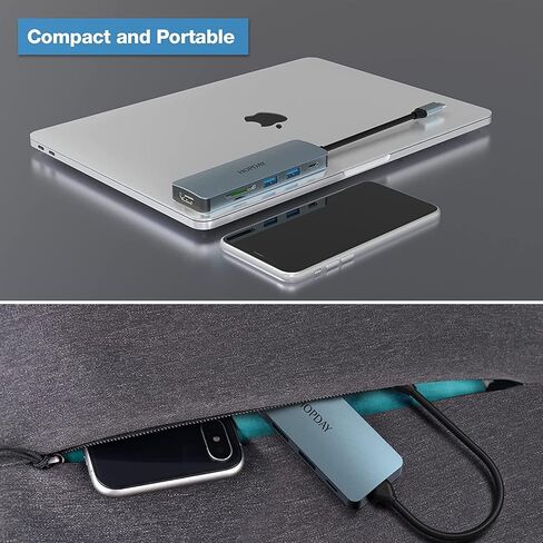 محول USB C، موزع USB C مزدوج العرض، دونجل USB C 6 في 1 مع HDMI 4K، 100 وات PD، USB 3.0، SD/TF، ​​محور متعدد المنافذ لأجهزة الكمبيوتر المحمول من النوع C والأجهزة الأخرى in Saudi Arabia