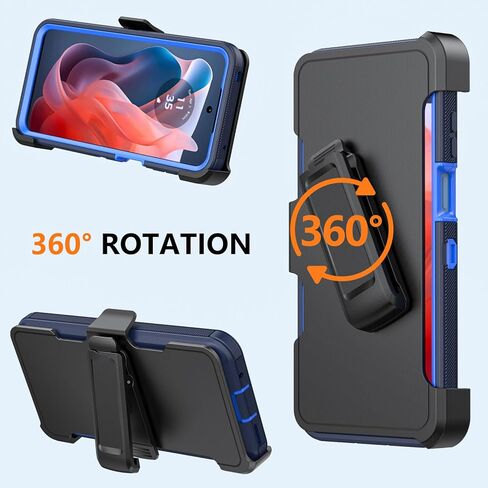 Phone Case for Motorola Moto G Play 4G 2024 Case with Belt Clip & Kickstand, Heavy Duty Rugged Full Body Protective Case Cover for Motorola G Play 4G 2024 (Black) in Saudi Arabia