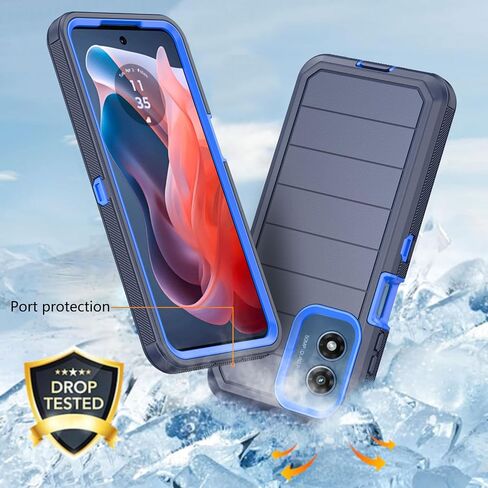 Phone Case for Motorola Moto G Play 4G 2024 Case with Belt Clip & Kickstand, Heavy Duty Rugged Full Body Protective Case Cover for Motorola G Play 4G 2024 (Black) in Saudi Arabia