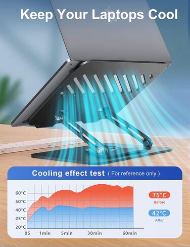 حامل كمبيوتر محمول قابل للتعديل من Vaydeer مع قاعدة دوران حرة 360 درجة وتصميم قابل للطي، حامل كمبيوتر محمول مريح يناسب أجهزة MacBook وDell وHP والمزيد من أجهزة الكمبيوتر المحمولة مقاس 10-15.6 بوصة (أسود) in Saudi Arabia