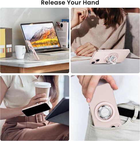حامل حلقة هاتف مغناطيسي من ORNARTO، مقبض هاتف مع مسند قابل للتعديل، حامل حلقة هاتف خلوي معدني مصقول متوافق مع سلسلة iPhone 15/14/13/12 - وردي in Kuwait