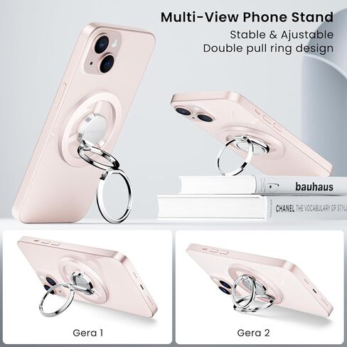 حامل حلقة هاتف مغناطيسي من ORNARTO، مقبض هاتف مع مسند قابل للتعديل، حامل حلقة هاتف خلوي معدني مصقول متوافق مع سلسلة iPhone 15/14/13/12 - وردي in Kuwait