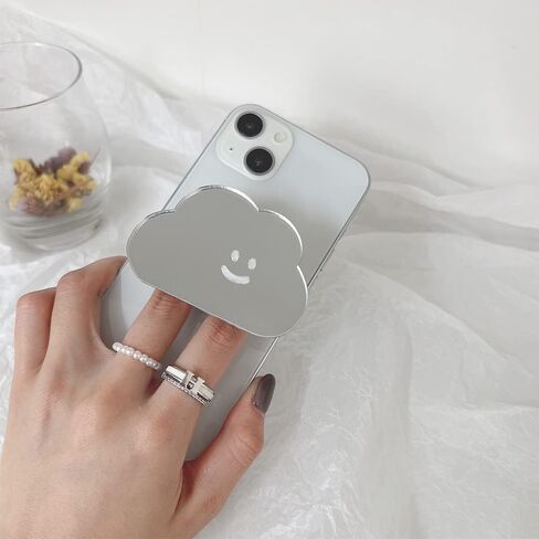 ONLYOU GRIPTOK Phone Grip Korean Grip Tok Simple Cloud Facial Expression Design Mirror Cute Phone Stand Drop Prevention Custom Pair Women's (1) in Saudi Arabia