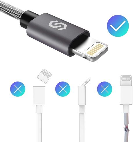 Syncwire Nylon Braided iPhone Charger Cable - 6.5ft/2M [Apple MFi Certified] Lightning to USB Charging Cord for iPhone 11/XS Max/XS/XR/X, 8 7 6S 6 Plus, SE 5S 5C 5, iPad iPod & More - Grey in Saudi Arabia