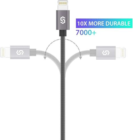 Syncwire Nylon Braided iPhone Charger Cable - 6.5ft/2M [Apple MFi Certified] Lightning to USB Charging Cord for iPhone 11/XS Max/XS/XR/X, 8 7 6S 6 Plus, SE 5S 5C 5, iPad iPod & More - Grey in Saudi Arabia