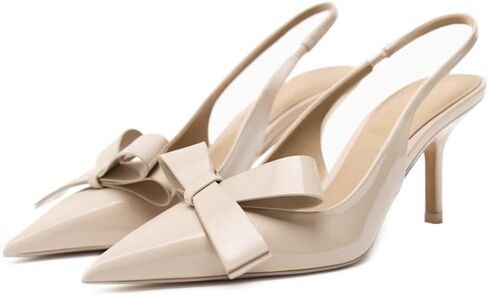 Kluolandi Bow Knot Slingback Kitten Heels for Women Closed Pointed Toe Pumps Dress Shoes Stiletto Heels Sandals in Saudi Arabia