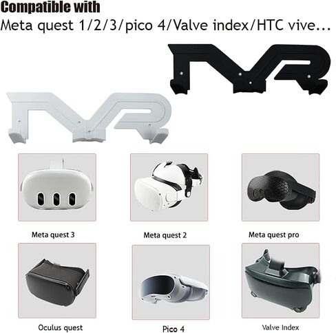 VR Headset Wall Mount Controller Bracket Home Storage Hanger for Meta Quest 3 2/Quest Pro/Pico 4 /Quest Rift VR Accessories (White) in Saudi Arabia