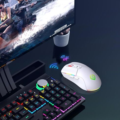 Wireless Gaming Mouse, Dual Mode 2.4GHz/Bluetooth 5.1 Mouse Gaming, RGB LED Backlit, Ergonomic Mouse with 6 Buttons, Rechargeable Computer Mouse for PC, Mac, Laptop in Saudi Arabia
