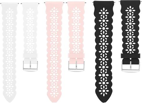 Compatible for Garmin Forerunner 165 Band, Lamshaw 20mm Quick Release Silicone Lace Slim Thin Hollow-Out Replacement Straps Compatible with Garmin vívoactive 5/Approach S12/Approach S40/Approach S42/D2 Air/D2 Air X10/Forerunner 165, 245, 55, 645/Venu/Venu in Saudi Arabia