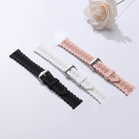 Compatible for Garmin Forerunner 165 Band, Lamshaw 20mm Quick Release Silicone Lace Slim Thin Hollow-Out Replacement Straps Compatible with Garmin vívoactive 5/Approach S12/Approach S40/Approach S42/D2 Air/D2 Air X10/Forerunner 165, 245, 55, 645/Venu/Venu in Saudi Arabia