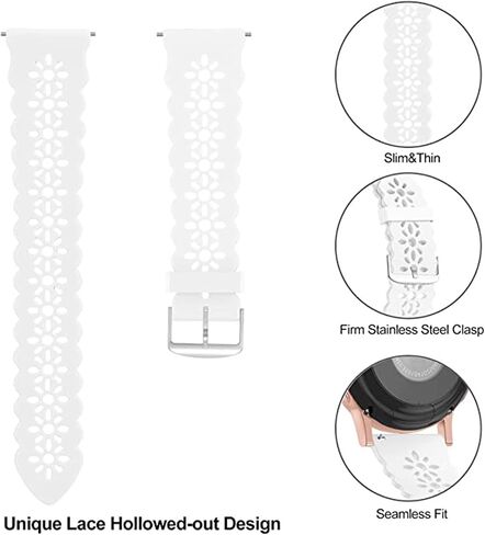 Compatible for Garmin Forerunner 165 Band, Lamshaw 20mm Quick Release Silicone Lace Slim Thin Hollow-Out Replacement Straps Compatible with Garmin vívoactive 5/Approach S12/Approach S40/Approach S42/D2 Air/D2 Air X10/Forerunner 165, 245, 55, 645/Venu/Venu in Saudi Arabia