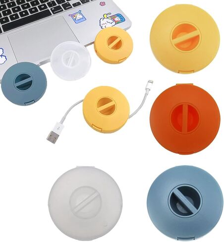 4 حزمة كابل مرتب مدمج إدارة الحبل تخزين الكابلات بكرات الكابل منظم تخزين الأسلاك لشاحن USB أسلاك البيانات سماعات المنزل والمكتب in Kuwait