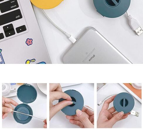 4 حزمة كابل مرتب مدمج إدارة الحبل تخزين الكابلات بكرات الكابل منظم تخزين الأسلاك لشاحن USB أسلاك البيانات سماعات المنزل والمكتب in Kuwait